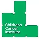 Children's Cancer Institute Australia Logo with white text on a set of six green square building blocks